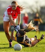 18 November 2018; Aisling O'Sullivan of Mourneabbey in action against Siobhan Divilly of Kilkerrin-Clonberne during the All-Ireland Ladies Senior Club Football Championship Semi-Final 2018 match between Kilkerrin-Clonberne and Mourneabbey at Clonberne Sports Field in Ballinasloe, Galway.   Photo by Eóin Noonan/Sportsfile