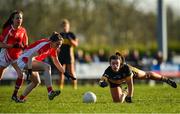 18 November 2018; Laura Fitzgerald of Mourneabbey in action against Aisling Costello of Kilkerrin-Clonberne during the All-Ireland Ladies Senior Club Football Championship Semi-Final 2018 match between Kilkerrin-Clonberne and Mourneabbey at Clonberne Sports Field in Ballinasloe, Galway.   Photo by Eóin Noonan/Sportsfile