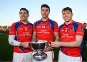 18 November 2018; St Thomas' players, from left, Donal, Conor and Shane Cooney with the trophy following the Galway County Senior Club Hurling Championship Final match between St Thomas' and Liam Mellows at Pearse Stadium in Galway. Photo by Harry Murphy/Sportsfile