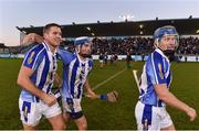 18 November 2018; Ballyboden St Enda's players, from left, Conal Keaney, Collie Basquel and Finn McGarry celebrate following the AIB Leinster GAA Hurling Senior Club Championship semi-final match between Ballyboden St Enda's and Coolderry at Parnell Park, in Dublin. Photo by Sam Barnes/Sportsfile