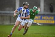18 November 2018; Luke Corcoran of Ballyboden St Enda's in action against Kevin Connolly of Coolderry during the AIB Leinster GAA Hurling Senior Club Championship semi-final match between Ballyboden St Enda's and Coolderry at Parnell Park in Dublin. Photo by Sam Barnes/Sportsfile