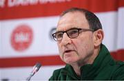18 November 2018; Republic of Ireland manager Martin O'Neill during a Press Conference at Ceres Park in Aarhus, Denmark. Photo by Stephen McCarthy/Sportsfile
