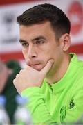 18 November 2018; Seamus Coleman during a Republic of Ireland Press Conference at Ceres Park in Aarhus, Denmark. Photo by Stephen McCarthy/Sportsfile
