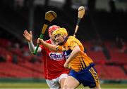 18 November 2018; Mikey O'Neill of Clare in action against Luke Meade of Cork during the Aer Lingus Fenway Hurling Classic 2018 semi-final match between Clare and Cork at Fenway Park in Boston, MA, USA. Photo by Piaras Ó Mídheach/Sportsfile