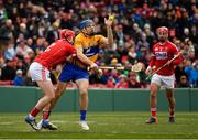 18 November 2018; Shane O'Donnell of Clare in action against Seán O'Donoghue, left, and Colm Spillane of Cork during the Aer Lingus Fenway Hurling Classic 2018 semi-final match between Clare and Cork at Fenway Park in Boston, MA, USA. Photo by Piaras Ó Mídheach/Sportsfile