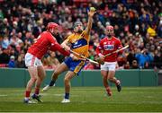 18 November 2018; Shane O'Donnell of Clare in action against Seán O'Donoghue, left, and Colm Spillane of Cork during the Aer Lingus Fenway Hurling Classic 2018 semi-final match between Clare and Cork at Fenway Park in Boston, MA, USA. Photo by Piaras Ó Mídheach/Sportsfile