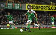 18 November 2018; Corry Evans of Northern Ireland scores his side's first goal during the UEFA Nations League match between Northern Ireland and Austria at the National Football Stadium in Windsor Park, Belfast. Photo by David Fitzgerald/Sportsfile