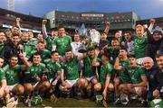 18 November 2018; Limerick players celebrate with the Players Champions Cup and the Liam MacCarthy Cup after the Aer Lingus Fenway Hurling Classic 2018 Final match between Cork and Limerick at Fenway Park in Boston, MA, USA. Photo by Piaras Ó Mídheach/Sportsfile
