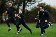 19 November 2018; Athlete David Williams, left, taking part in The Daily Mile with students from Scoil na Mainistreach at The Daily Mile Launch Kildare in Scoil Na Mainistreach, Celbridge, Co Kildare. Photo by Eóin Noonan/Sportsfile