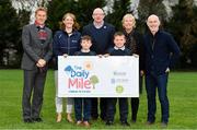 19 November 2018; In attendance at the launch, from left, John Mayock, project manager at INEO, Sport Ireland Director of Participation Dr Una May, Athletics Ireland CEO, Hamish Adams, The Daily Mile founder Elaine Wyllie and Ray D’Arcy, RTE Radio DJ with students from Scoil Na Mainistreach, Daniel Connelly, age 10, from Celbridge, Kildare, left, and  Ryan Garrahie, age 10, from Celbridge, Kildare, at The Daily Mile Launch Kildare at Scoil Na Mainistreach in Celbridge, Co Kildare. Photo by Eóin Noonan/Sportsfile