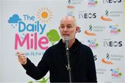 19 November 2018; Ray D’Arcy, RTE Radio DJ speaking at The Daily Mile Launch Kildare at Scoil Na Mainistreach in Celbridge, Co Kildare. Photo by Eóin Noonan/Sportsfile