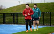 19 November 2018; Alex Wootton and Ciaran Parker make their way out for Munster Rugby squad training at the University of Limerick in Limerick. Photo by Diarmuid Greene/Sportsfile