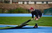 19 November 2018; Tyler Bleyendaal rolls out a mat prior Munster Rugby squad training at the University of Limerick in Limerick. Photo by Diarmuid Greene/Sportsfile