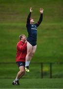 19 November 2018; Rory Scannell is lifted by team-mate Stephen Archer during Munster Rugby squad training at the University of Limerick in Limerick. Photo by Diarmuid Greene/Sportsfile