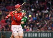 18 November 2018; Bill Cooper of Cork shoots as Paddy O'Loughlin of Limerick closes in during the Aer Lingus Fenway Hurling Classic 2018 Final match between Cork and Limerick at Fenway Park in Boston, MA, USA. Photo by Piaras Ó Mídheach/Sportsfile