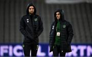 19 November 2018; Shane Duffy, left, and Robbie Brady of Republic of Ireland prior to the UEFA Nations League B match between Denmark and Republic of Ireland at Ceres Park in Aarhus, Denmark. Photo by Stephen McCarthy/Sportsfile