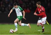 19 November 2018; Callum O'Dowda of Republic of Ireland in action against Andreas Bjelland of Denmark during the UEFA Nations League B match between Denmark and Republic of Ireland at Ceres Park in Aarhus, Denmark. Photo by Stephen McCarthy/Sportsfile