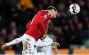 19 November 2018; Andreas Bjelland of Denmark in action against Aiden O'Brien of Republic of Ireland during the UEFA Nations League B match between Denmark and Republic of Ireland at Ceres Park in Aarhus, Denmark. Photo by Stephen McCarthy/Sportsfile
