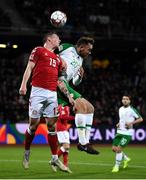 19 November 2018; Pierre Emile Højbjerg of Denmark in action against Richard Keogh of Republic of Ireland during the UEFA Nations League B match between Denmark and Republic of Ireland at Ceres Park in Aarhus, Denmark. Photo by Stephen McCarthy/Sportsfile