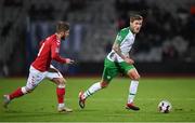 19 November 2018; Jeff Hendrick of Republic of Ireland in action against Lasse Schöne of Denmark during the UEFA Nations League B match between Denmark and Republic of Ireland at Ceres Park in Aarhus, Denmark. Photo by Stephen McCarthy/Sportsfile