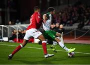 19 November 2018; Robbie Brady of Republic of Ireland in action against Mathias Jørgensen of Denmark during the UEFA Nations League B match between Denmark and Republic of Ireland at Ceres Park in Aarhus, Denmark. Photo by Stephen McCarthy/Sportsfile