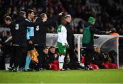 19 November 2018; Michael Obafemi of Republic of Ireland comes on as a second half substitute to make his international debut during the UEFA Nations League B match between Denmark and Republic of Ireland at Ceres Park in Aarhus, Denmark. Photo by Stephen McCarthy/Sportsfile