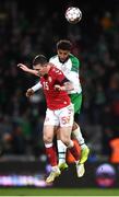 19 November 2018; Cyrus Christie of Republic of Ireland in action against Pierre Emile Højbjerg of Denmark during the UEFA Nations League B match between Denmark and Republic of Ireland at Ceres Park in Aarhus, Denmark. Photo by Stephen McCarthy/Sportsfile
