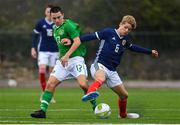16 November 2018; Jamie Doyle of Republic of Ireland in action against Michael Craig of Scotland during the U16 Victory Shield match between Republic of Ireland and Scotland at Mounthawk Park in Tralee, Kerry. Photo by Brendan Moran/Sportsfile