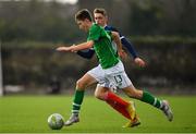 16 November 2018; Oliver O'Neill of Republic of Ireland in action against Cole McKinnon of Scotland during the U16 Victory Shield match between Republic of Ireland and Scotland at Mounthawk Park in Tralee, Kerry. Photo by Brendan Moran/Sportsfile