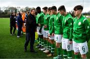 16 November 2018; Chairman of the Kerry District League Sean O'Keeffe meets the Republic of Ireland squad prior to the U16 Victory Shield match between Republic of Ireland and Scotland at Mounthawk Park in Tralee, Kerry. Photo by Brendan Moran/Sportsfile