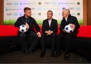 21 November 2018; Irish football legends Damien Duff and John Giles along with Dr Alan Byrne, Consultant in Sports and Exercise Medicine at Beacon Hospital, joined Beacon Hospital to launch its new sports medicine initiative with the Leinster Senior Football League, at the National Sports Campus in Abbotstown, Dublin. Previously, access to treatment for injured players in the Leinster Senior Football League could take a significant amount of time and was costly in many cases. Now, players injured during LSL training or match will have quick access to internationally renowned sports medicine experts at Beacon Hospital. Both JLT and AIG have signed up as insurance partners on the programme, so the bulk of injury related medical expenses will be covered, reducing costs for players. Beacon Hospital offers best in class treatments for injury prevention and management, with a multi-disciplinary or team-based approach. Beacon’s Sports Medicine facility allows for rapid player access to sports medicine physicians, orthopaedic consultants and physiotherapy and radiology services. Photo by Stephen McCarthy/Sportsfile