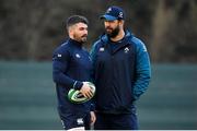 22 November 2018; Sam Arnold, left, with defence coach Andy Farrell during Ireland rugby squad training at Carton House in Maynooth, Kildare. Photo by Brendan Moran/Sportsfile