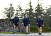22 November 2018; Ireland players, from left, Rhys Ruddock, Jordi Murphy and Andrew Conway arriving to Ireland rugby squad training at Carton House in Maynooth, Kildare. Photo by Eóin Noonan/Sportsfile