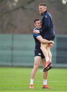 22 November 2018; Jacob Stockdale, left, and Andrew Conway during Ireland rugby squad training at Carton House in Maynooth, Kildare. Photo by Brendan Moran/Sportsfile