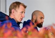 22 November 2018; Head coach Leo Cullen, left, and Scott Fardy speaking during a Leinster Rugby press conference at the RDS Arena in Dublin. Photo by Sam Barnes/Sportsfile