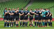23 November 2018; The Ireland team huddle prior to the Ireland Rugby Captain's Run and Press Conference at the Aviva Stadium in Dublin. Photo by Matt Browne/Sportsfile