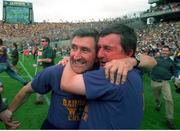 1 September 1996; Wexford manager Liam Griffin, left, celebrates with selector Rory Kinsella following the All-Ireland Hurling Final match between Wexford and Limerick at Croke Park in Dublin. Photo by; David Maher/SPORTSFILE