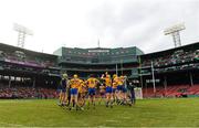 18 November 2018; Clare hurlers warm up before the Aer Lingus Fenway Hurling Classic 2018 semi-final match between Clare and Cork at Fenway Park in Boston, MA, USA. Photo by Piaras Ó Mídheach/Sportsfile