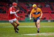 18 November 2018; Mikey O'Neill of Clare in action against Luke Meade of Cork during the Aer Lingus Fenway Hurling Classic 2018 semi-final match between Clare and Cork at Fenway Park in Boston, MA, USA. Photo by Piaras Ó Mídheach/Sportsfile