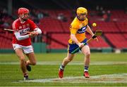 18 November 2018; Mikey O'Neill of Clare in action against Luke Meade of Cork during the Aer Lingus Fenway Hurling Classic 2018 semi-final match between Clare and Cork at Fenway Park in Boston, MA, USA. Photo by Piaras Ó Mídheach/Sportsfile