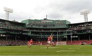 18 November 2018; Niall Deasy of Clare in action against Tim O'Mahony of Cork during the Aer Lingus Fenway Hurling Classic 2018 semi-final match between Clare and Cork at Fenway Park in Boston, MA, USA. Photo by Piaras Ó Mídheach/Sportsfile