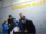 23 November 2018; Dave Kearney, right, Seán O'Brien and Robbie Henshaw of Leinster sign autographs for Jack, age 10, and Sam Casey, age eight, from Blackrock, Co Dublin, in Autograph Alley at the Guinness PRO14 Round 9 match between Leinster and Ospreys at the RDS Arena in Dublin. Photo by Harry Murphy/Sportsfile