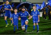 23 November 2018; Matchday mascots 8 year old Conor McKiernan, from Firhouse, Dublin, and 11 year old Kate McGovern, from Stillorgan, Dublin, with captain Scott Fardy during the Guinness PRO14 Round 9 match between Leinster and Ospreys at the RDS Arena in Dublin. Photo by Ramsey Cardy/Sportsfile