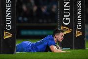 23 November 2018; Conor O’Brien of Leinster dives over to score his side's first try during the Guinness PRO14 Round 9 match between Leinster and Ospreys at the RDS Arena in Dublin. Photo by Harry Murphy/Sportsfile