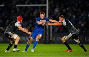 23 November 2018; Ciarán Frawley of Leinster is tackled by Sam Cross, left, and Lloyd Ashley of Ospreys during the Guinness PRO14 Round 9 match between Leinster and Ospreys at the RDS Arena in Dublin. Photo by Seb Daly/Sportsfile