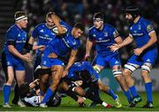 23 November 2018; Adam Byrne of Leinster with the support of Noel Reid, is tackled by James Hook, left, and Keelan Giles of Ospreys during the Guinness PRO14 Round 9 match between Leinster and Ospreys at the RDS Arena in Dublin. Photo by Harry Murphy/Sportsfile
