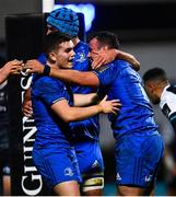 23 November 2018; Bryan Byrne of Leinster celebrates a try with Hugh O'Sullivan during the Guinness PRO14 Round 9 match between Leinster and Ospreys at the RDS Arena in Dublin. Photo by Ramsey Cardy/Sportsfile