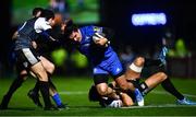 23 November 2018; James Lowe of Leinster is tackled by Sam Davies, left, and James Hook of Ospreys during the Guinness PRO14 Round 9 match between Leinster and Ospreys at the RDS Arena in Dublin. Photo by Ramsey Cardy/Sportsfile