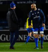 23 November 2018; Leinster head coach Leo Cullen in conversation with Scott Fardy ahead of the Guinness PRO14 Round 9 match between Leinster and Ospreys at the RDS Arena in Dublin. Photo by Ramsey Cardy/Sportsfile