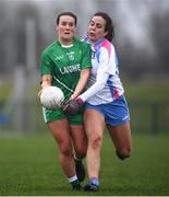 24 November 2018; Lucy McCartan of Leinster in action against Noirín Moran of Connacht during the Ladies Gaelic Annual Interprovincials at WIT Sports Campus in Waterford. Photo by David Fitzgerald/Sportsfile